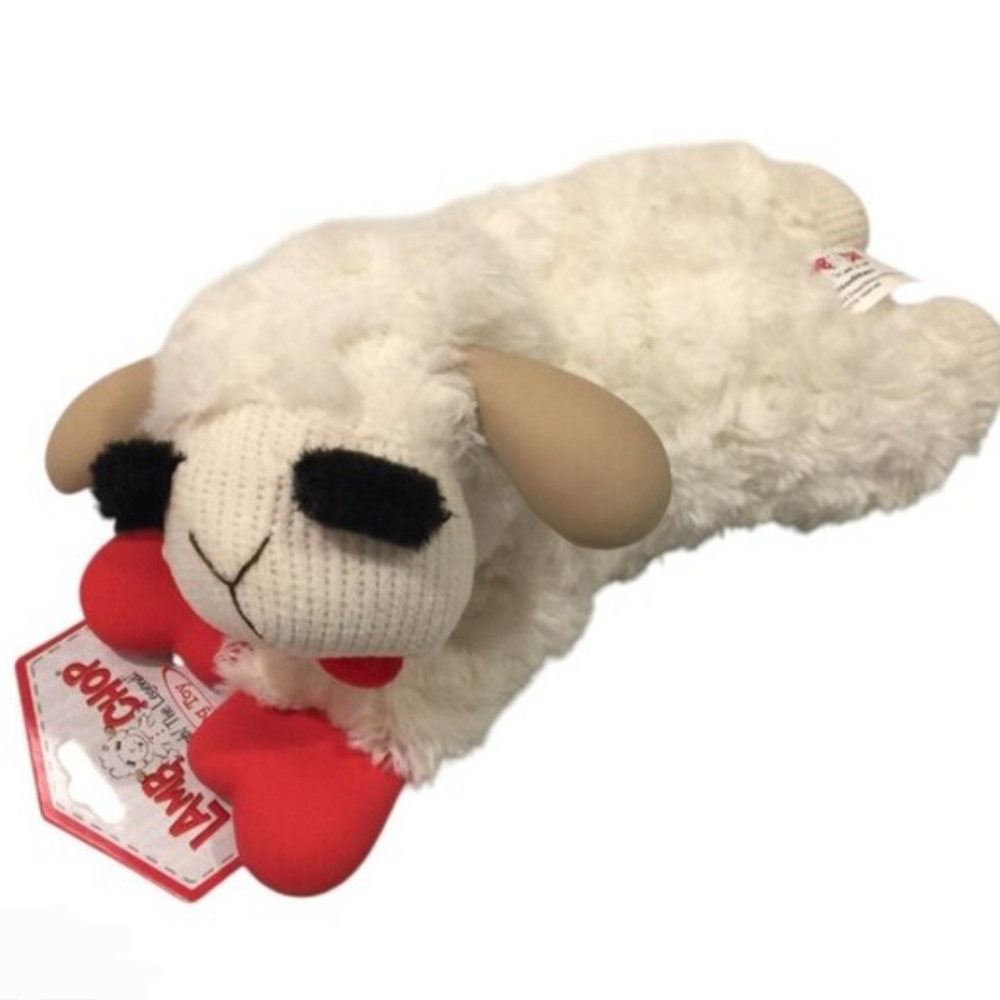 White Lamb Chop Plush Dog Toy